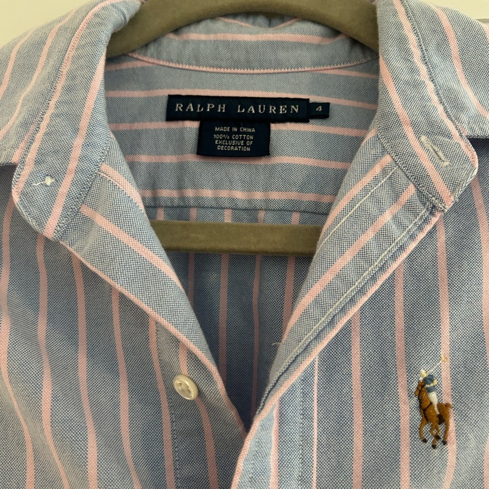 Ralph Lauren Long Sleeve Dress with Blue and Pink Stripes